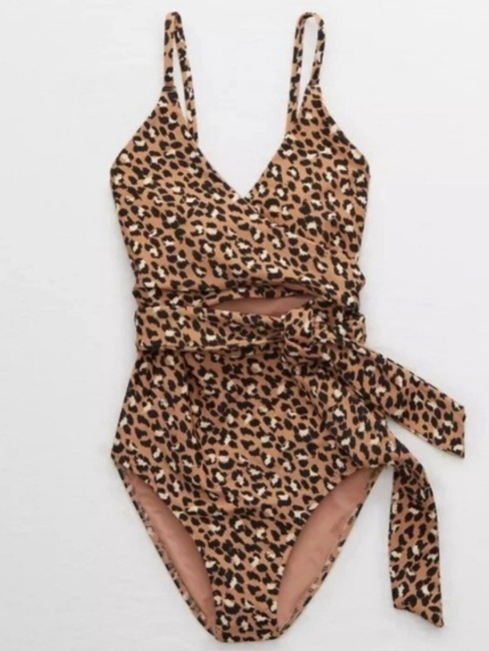 Aerie Leopard Print Wrap One-Piece  Swimsuit